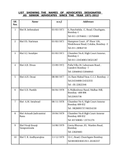 L IST SHOWING THE NAMES OF ADVOCATES DESIGNATED AS