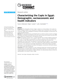 Characterizing the Copts in Egypt: Demographic, socioeconomic