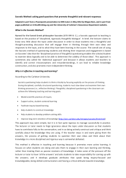 Socratic Method: asking good questions that promote