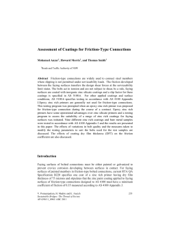 ASSESSMENT OF COATINGS FOR FRICTION TYPE CONNECTIONS