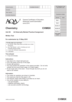 A-level Chemistry Question Paper Unit 6X Externally Marked