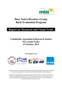 Boer Select Breeders Group Buck Evaluation Program Report