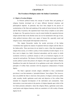 CHAPTER: IV The Freedom of Religion under the