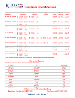container specs - Reilly International