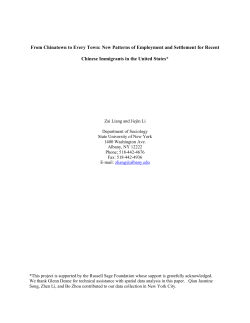 New patterns of Settlement for recent Chinese Immigrants