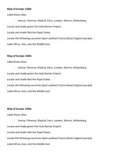 Map of Europe 1500s Label these cities: - Venice