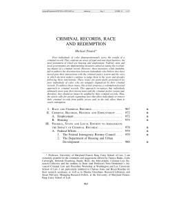 Criminal Records, Race and Redemption