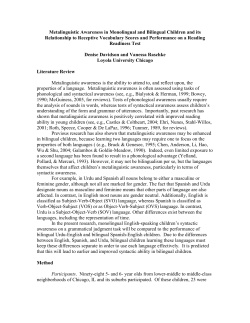 Metalinguistic Awareness in Monolingual and Bilingual