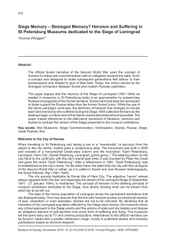 Heroism and Suffering in St Petersburg Museums dedicated to the