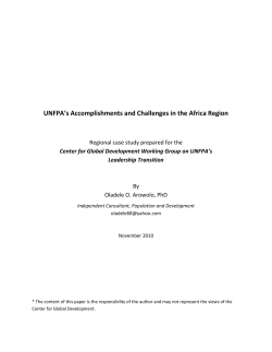 UNFPA`s Accomplishments and Challenges in the Africa Region