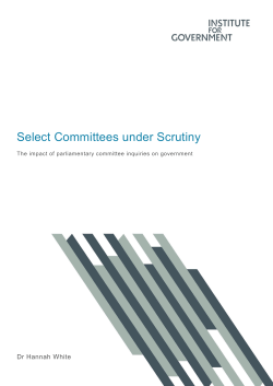 Select Committees under Scrutiny