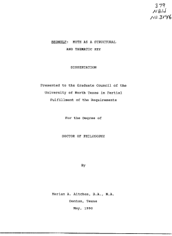 37? /V 0/d BEOWULF: MYTH AS A STRUCTURAL AND THEMATIC