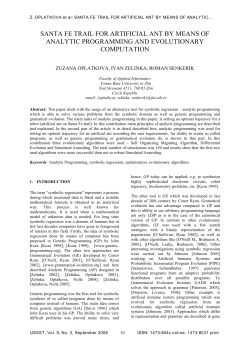 SANTA FE TRAIL FOR ARTIFICIAL ANT BY MEANS OF ANALYTIC