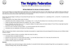 Division Calculation Policy - Wilberlee Junior and Infant School