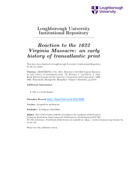 Reaction to the 1622 Virginia Massacre: an early history of