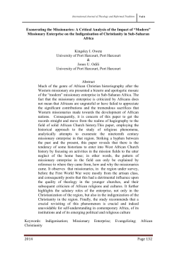 Exonerating the Missionaries: A Critical Analysis of the Impact of