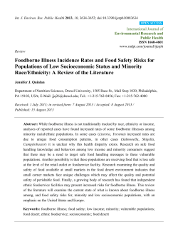 Foodborne Illness Incidence Rates and Food Safety Risks for