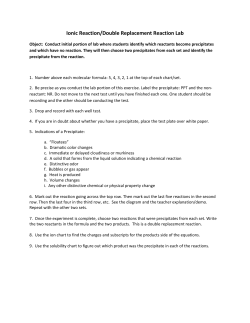 Ionic Reaction/Double Replacement Reaction Lab
