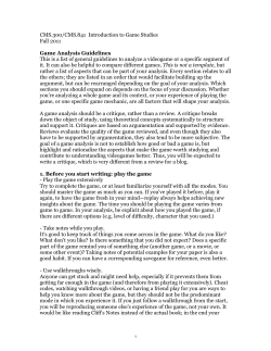 Game Analysis Guidelines