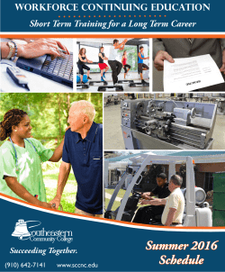 Summer 2016 Workforce Continuing Education Schedule