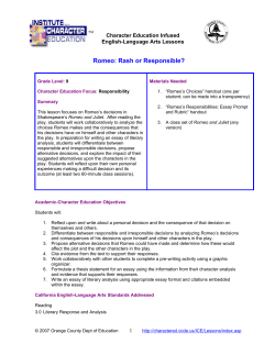 Romeo: Rash or Responsible? - Orange County Department of