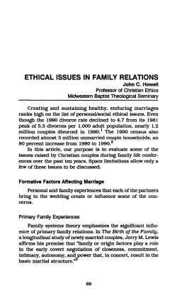 ETHICAL ISSUES IN FAMILY RELATIONS