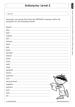 Antonyms: Level 3 - E