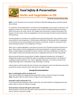Herbs and Vegetables in Oil - Oregon State University Extension