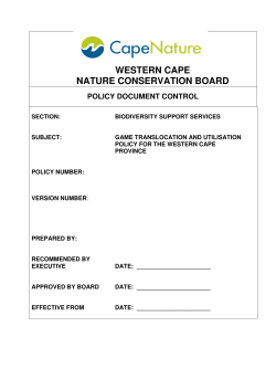 Cape Nature &ndash; Game Translocation Policy