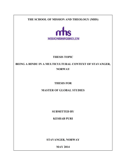 the school of mission and theology (mhs) thesis topic being a hindu