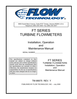 Flow Technology FT Series Turbine Flowmeter Technical Manual