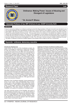 Ordinance- Making Power: Issues of Abusing and Disregard of