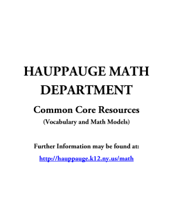 Common Core Math Resource Booklet for Parents
