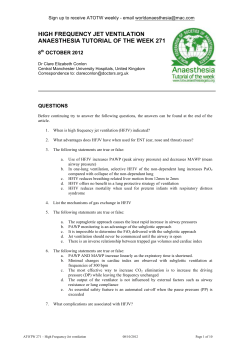 High frequency jet ventilation