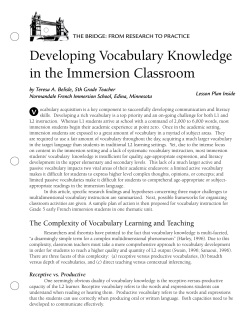 Developing Vocabulary Knowledge in the Immersion Classroom
