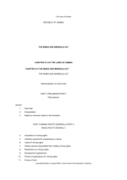 Mines and Minerals Act - National Assembly of Zambia