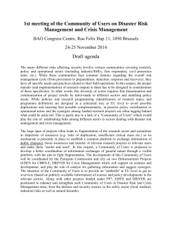 1st meeting of the Community of Users on Disaster Risk