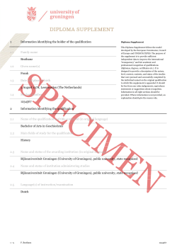 Example of the Diploma Supplement issued by the University
