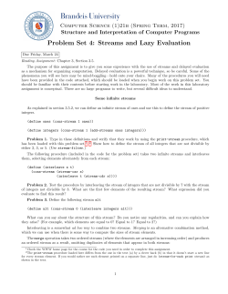 Problem Set 4: Streams and Lazy Evaluation