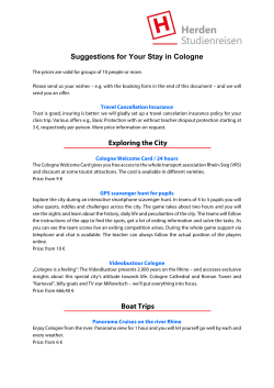 Suggestions for Your Stay in Cologne