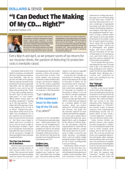 I Can Deduct the Making of my CD&hellip;Right?