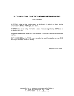 BLOOD ALCOHOL CONCENTRATION LIMIT FOR DRIVING