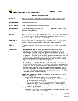 Medical Records - Wheaton Franciscan Healthcare