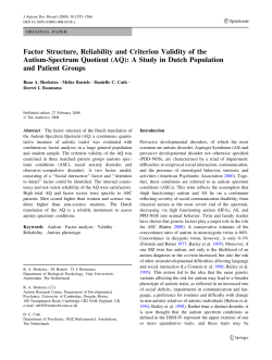 Factor Structure, Reliability and Criterion Validity of the Autism