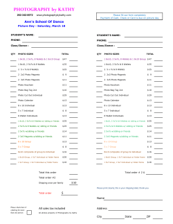 Photo Order Form - Ann`s School of Dance