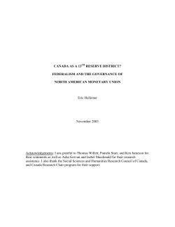 CANADA AS A 13TH RESERVE DISTRICT? FEDERALISM AND