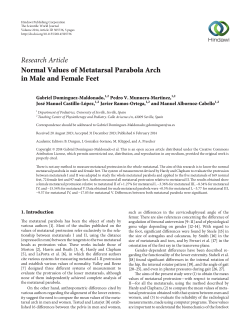 Normal Values of Metatarsal Parabola Arch in Male and Female Feet