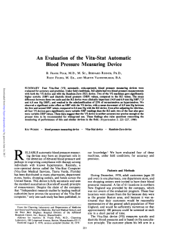 An Evaluation of the Vita-Stat Automatic Blood Pressure Measuring