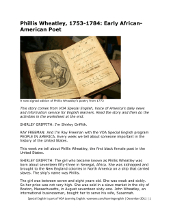 Phillis Wheatley, 1753-1784: Early African