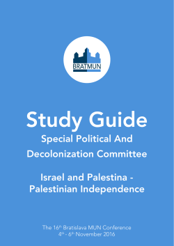Special Political And Decolonization Committee Israel and Palestina